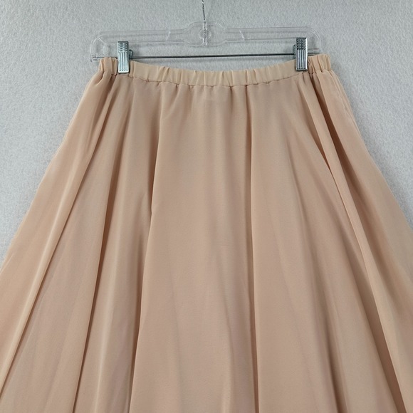 Vintage Chiffon Flare Skirt 8 Peach Flowy Soft Silky Ballet Pull On - Picture 3 of 9